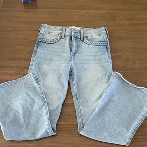 Light Blue Girls Jeans with Braided Pocket Trim